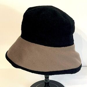Alpha Spin Two Toned Tan & Black Wool Blend Bucket Hat or Bowl Hat Made in USA